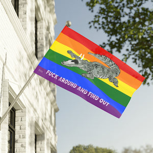 Gay PRIDE Rainbow Fuck Around and Find Out Gator Rage Flag Home Decor  - Gemmed Firefly