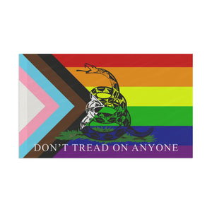 Don't Tread On Anybody - LGBT Progressive Pride Gadsden Flag Home Decor  - Gemmed Firefly