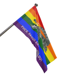 Gay PRIDE Rainbow Fuck Around and Find Out Gator Rage Flag Home Decor  - Gemmed Firefly