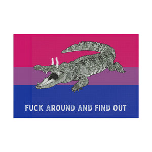 Bisexual Gator Flag "Fuck Around and Find Out" PRIDE Flag 2024 Home Decor  - Gemmed Firefly