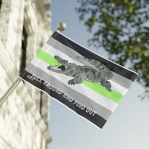 Agender PRIDE Fuck Around and Find Out Gator Rage Flag Home Decor  - Gemmed Firefly