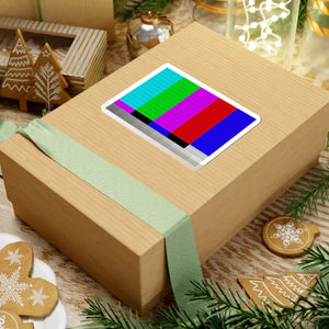 Test Pattern TV Glitch Kiss-Cut Sticker — Retro TV Color Bars Decal