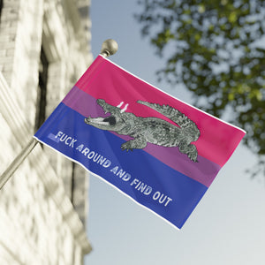 Bisexual Gator Flag "Fuck Around and Find Out" PRIDE Flag 2024 Home Decor  - Gemmed Firefly