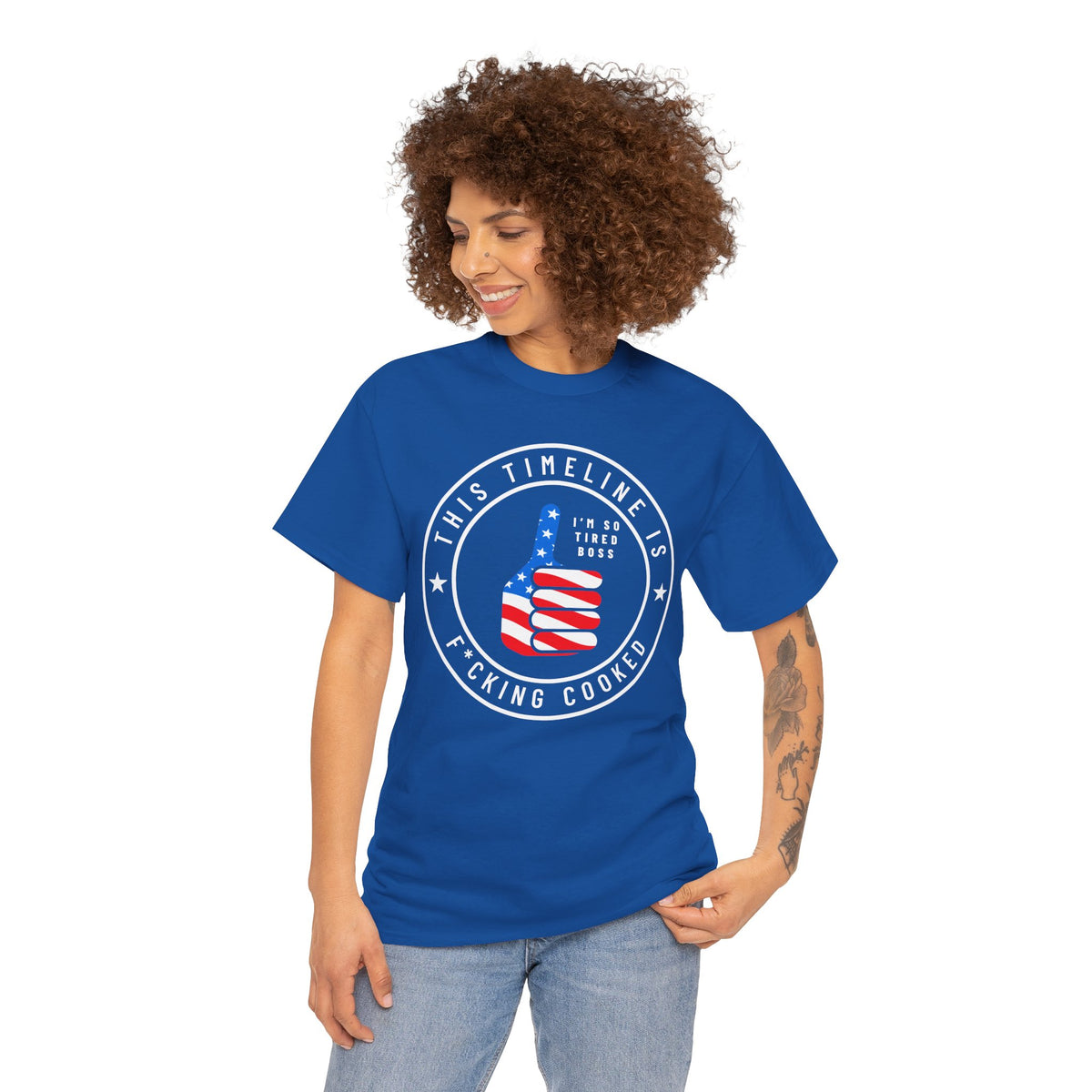 This Timeline is Cooked American Flag Thumbs Up T‑Shirt