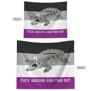 ACE Asexual PRIDE Fuck Around and Find Out Gator Rage Flag Tapestry Wall Art  - Gemmed Firefly