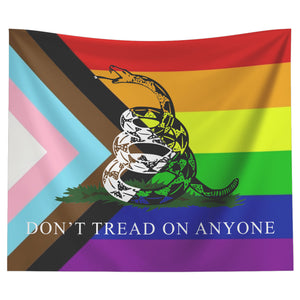 Don't Tread On Anybody - LGBT Progressive Pride Gadsden Flag Tapestry Wall Art  - Gemmed Firefly