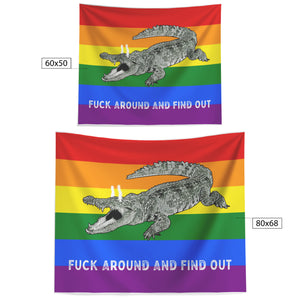 Gay PRIDE Rainbow Fuck Around and Find Out Gator Rage Flag Tapestry Wall Art  - Gemmed Firefly