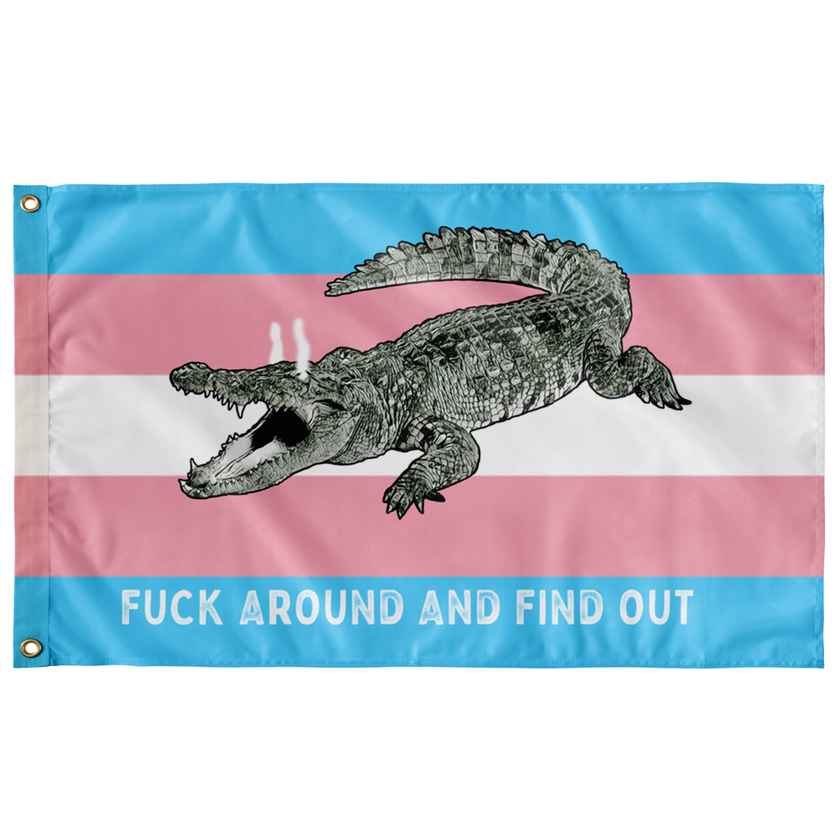 Trans Fuck Around and Find Out Gator Rage LGBT Flag Flags  - Gemmed Firefly