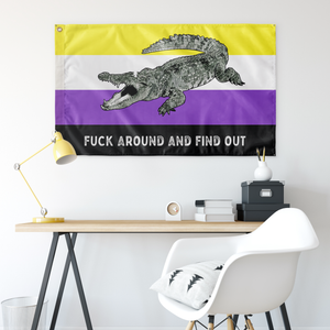 Nonbinary PRIDE Fuck Around and Find Out Gator Rage Flag Flags  - Gemmed Firefly