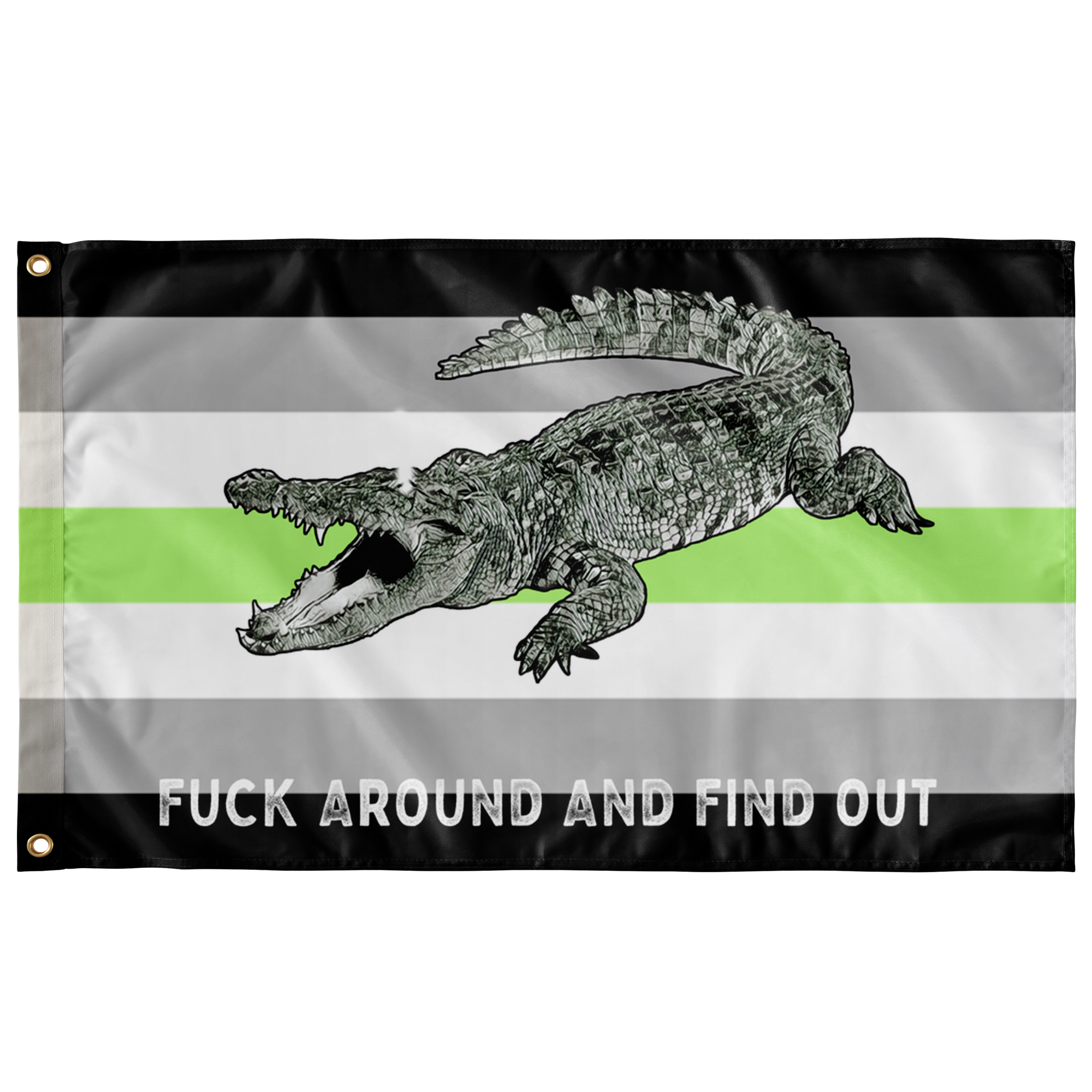Agender PRIDE Fuck Around and Find Out Gator Rage Flag Flags  - Gemmed Firefly
