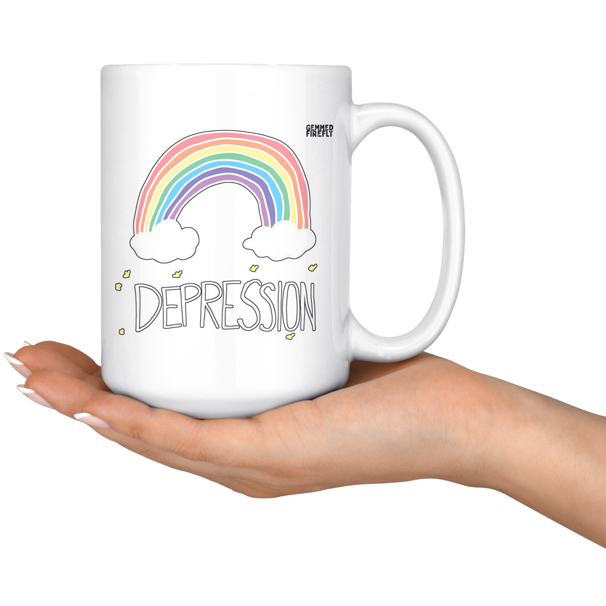 Depression Rainbow Mug Drinkware  - Gemmed Firefly