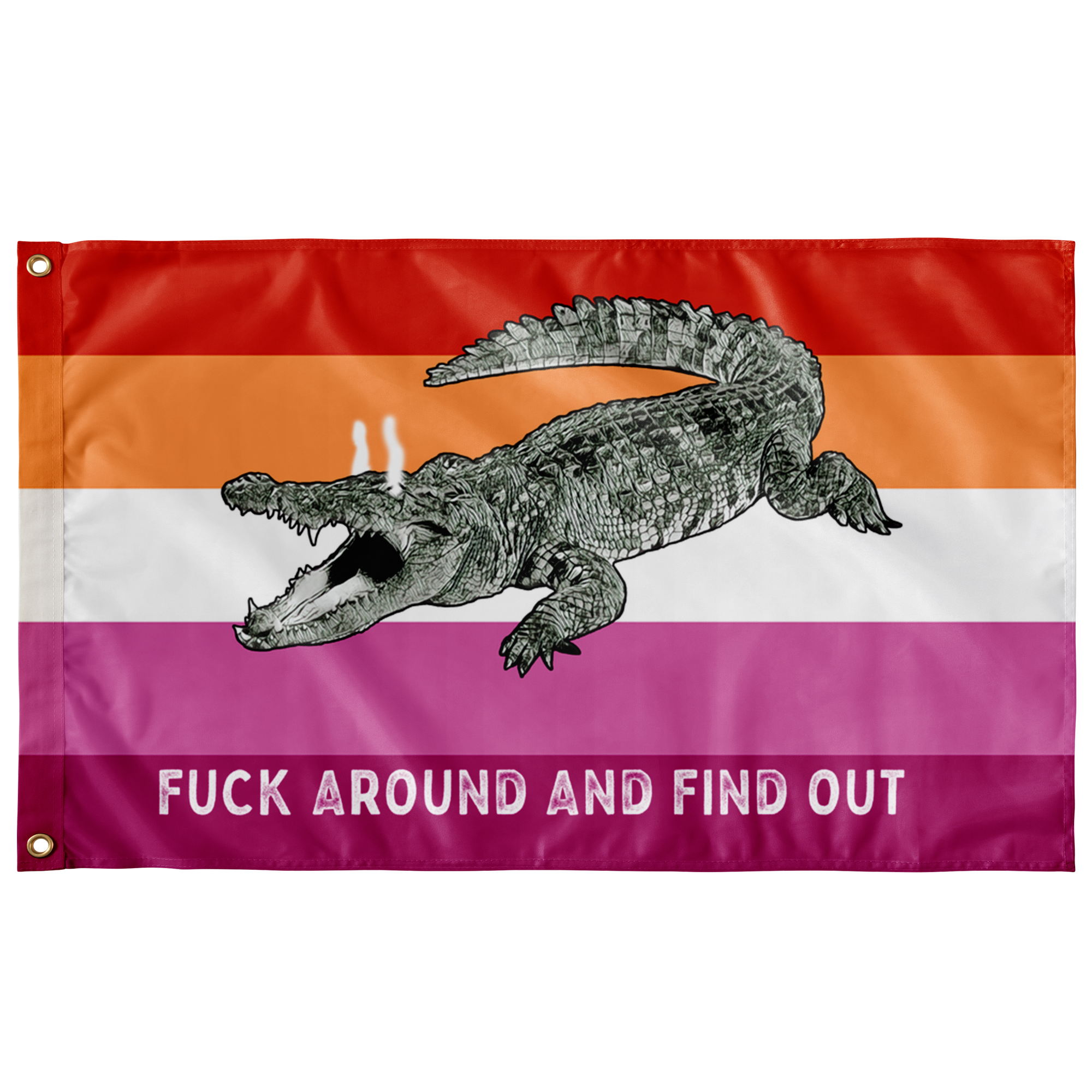 Lesbian PRIDE Fuck Around and Find Out Gator Rage LGBT Flag Uncensored Flags  - Gemmed Firefly