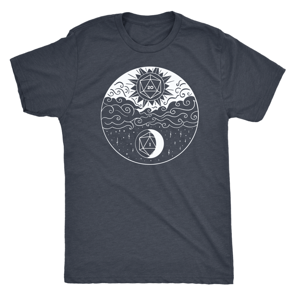 Sun and Moon D20 Balance T-shirt  - Gemmed Firefly