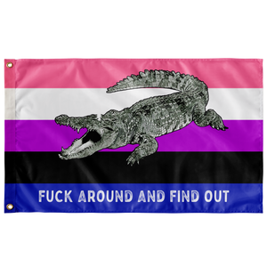 Genderfluid PRIDE Fuck Around and Find Out Gator Rage Flag Flags  - Gemmed Firefly