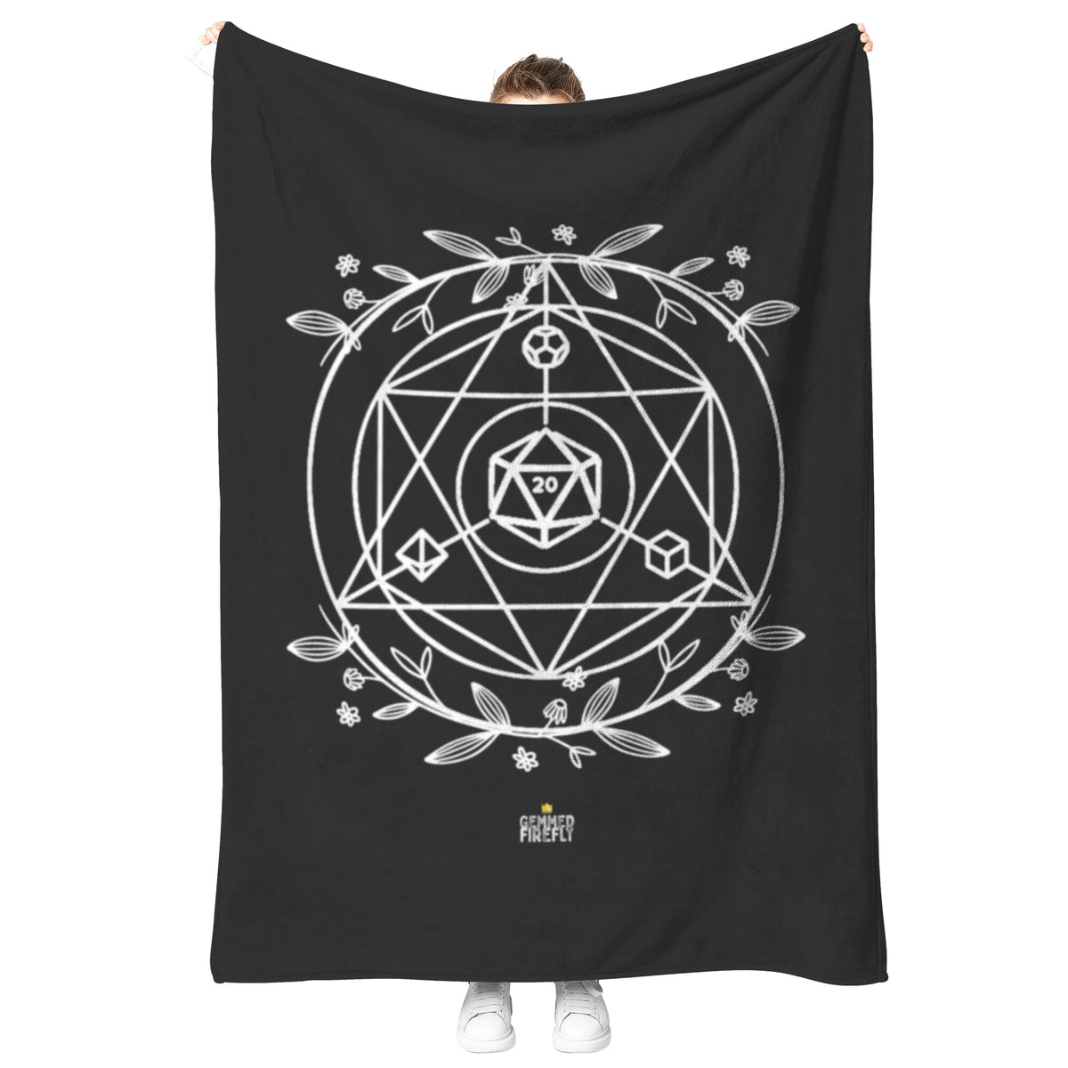 D20 Geometry Floral Blanket Blankets  - Gemmed Firefly