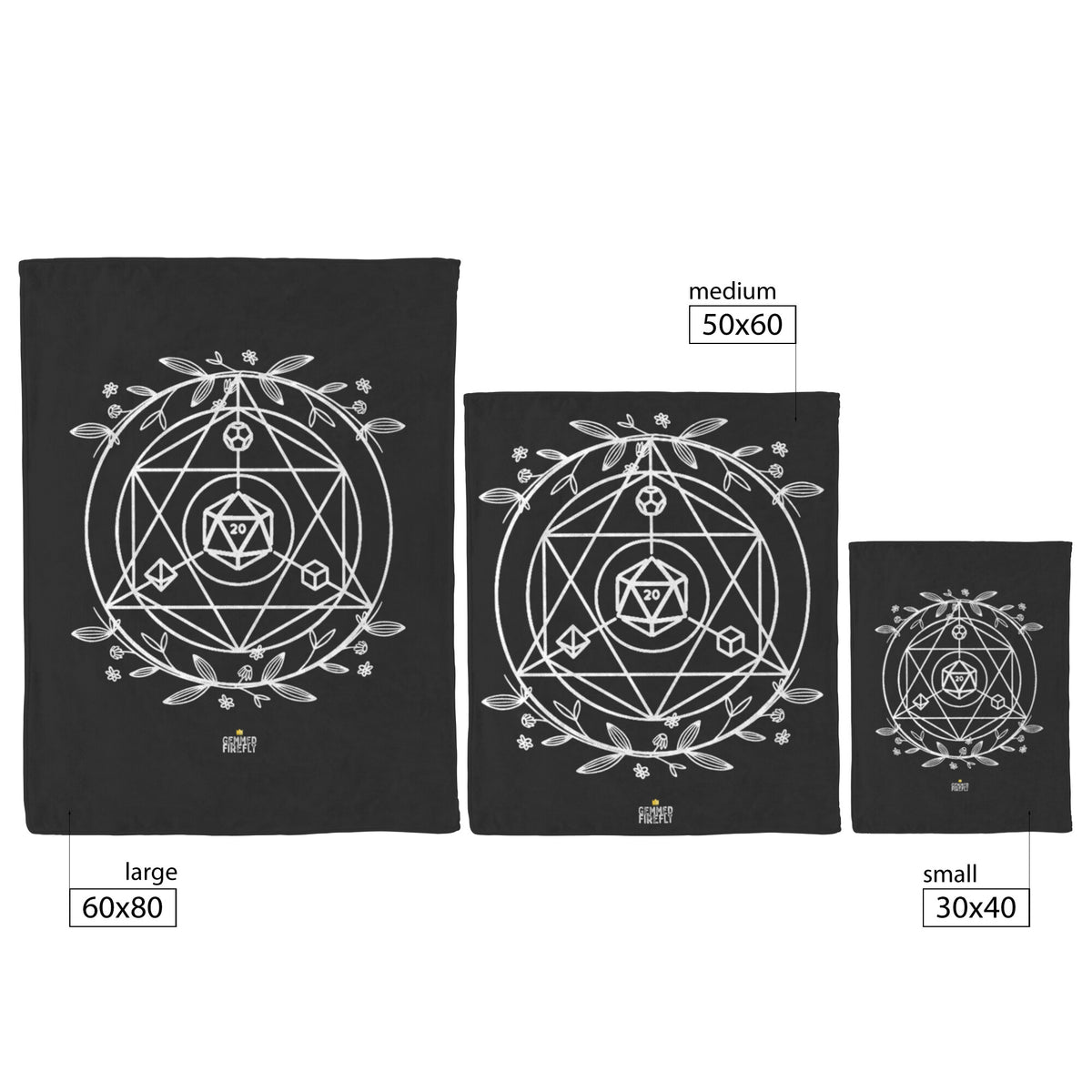 D20 Geometry Floral Blanket Blankets  - Gemmed Firefly