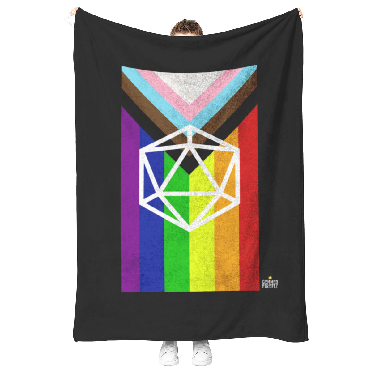 D20 Progressive Pride Blanket Blankets  - Gemmed Firefly