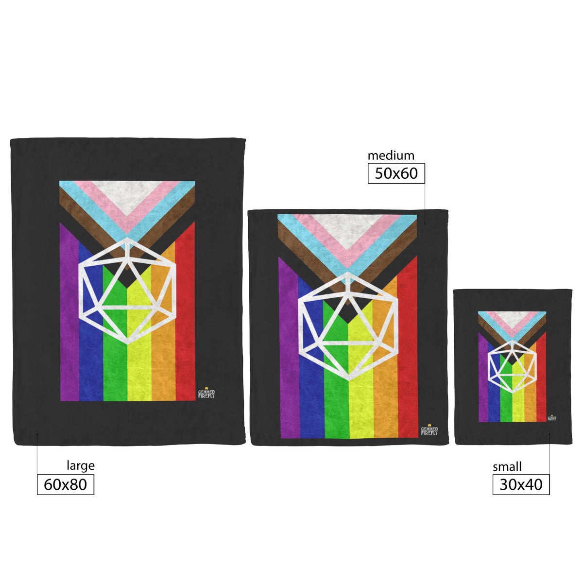 D20 Progressive Pride Blanket Blankets  - Gemmed Firefly