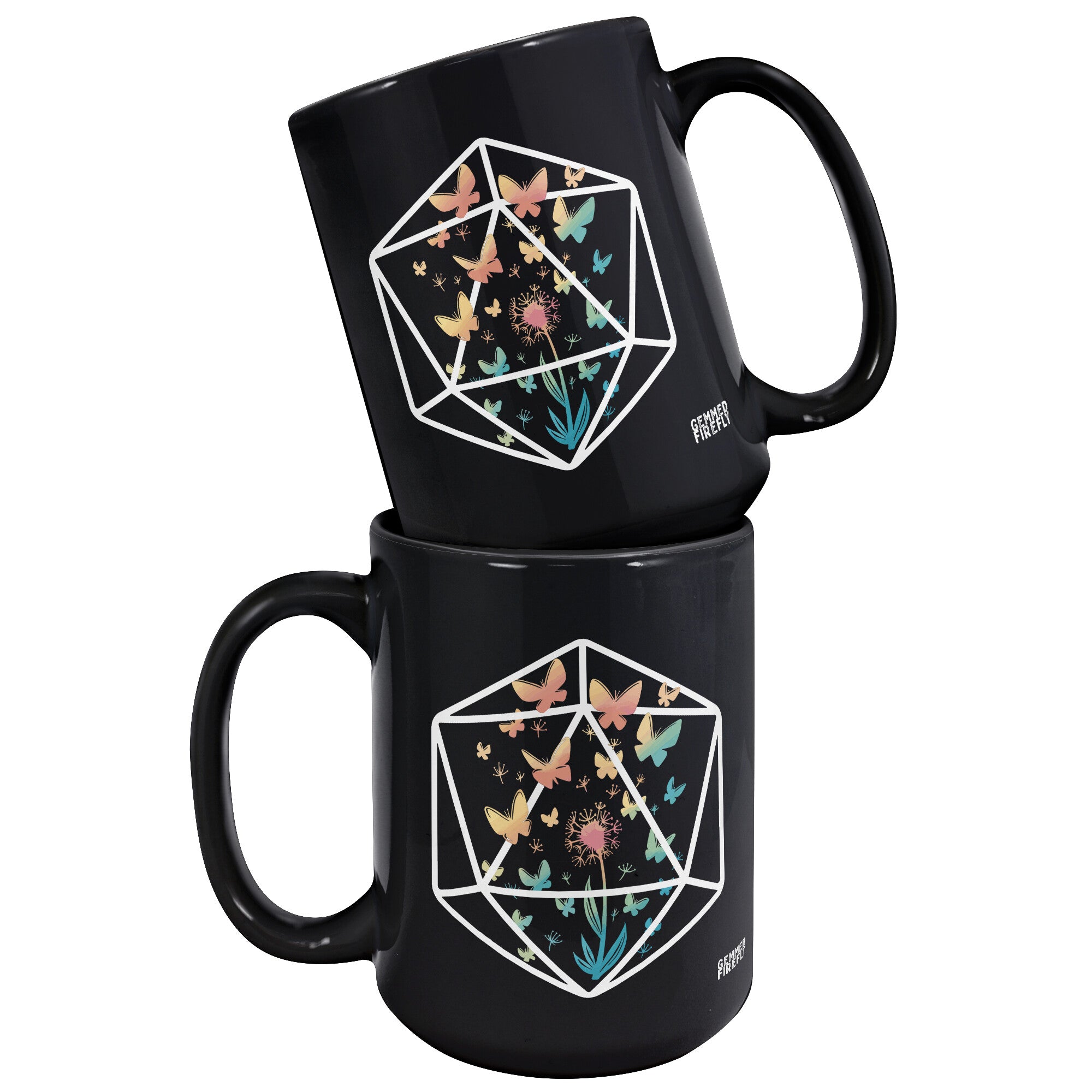 D20 Sanctuary Black Mug Ceramic Mugs  - Gemmed Firefly