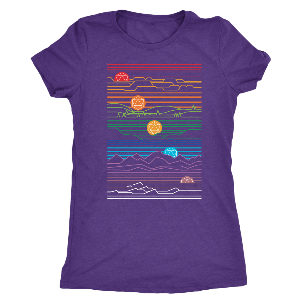 Rising Setting Sun D20 Digital T-shirt  - Gemmed Firefly