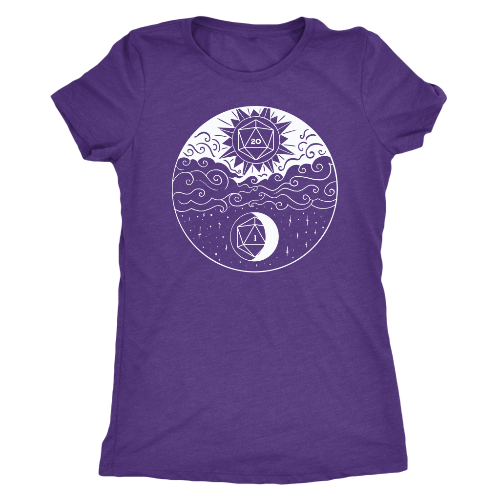 Sun and Moon D20 Balance T-shirt  - Gemmed Firefly
