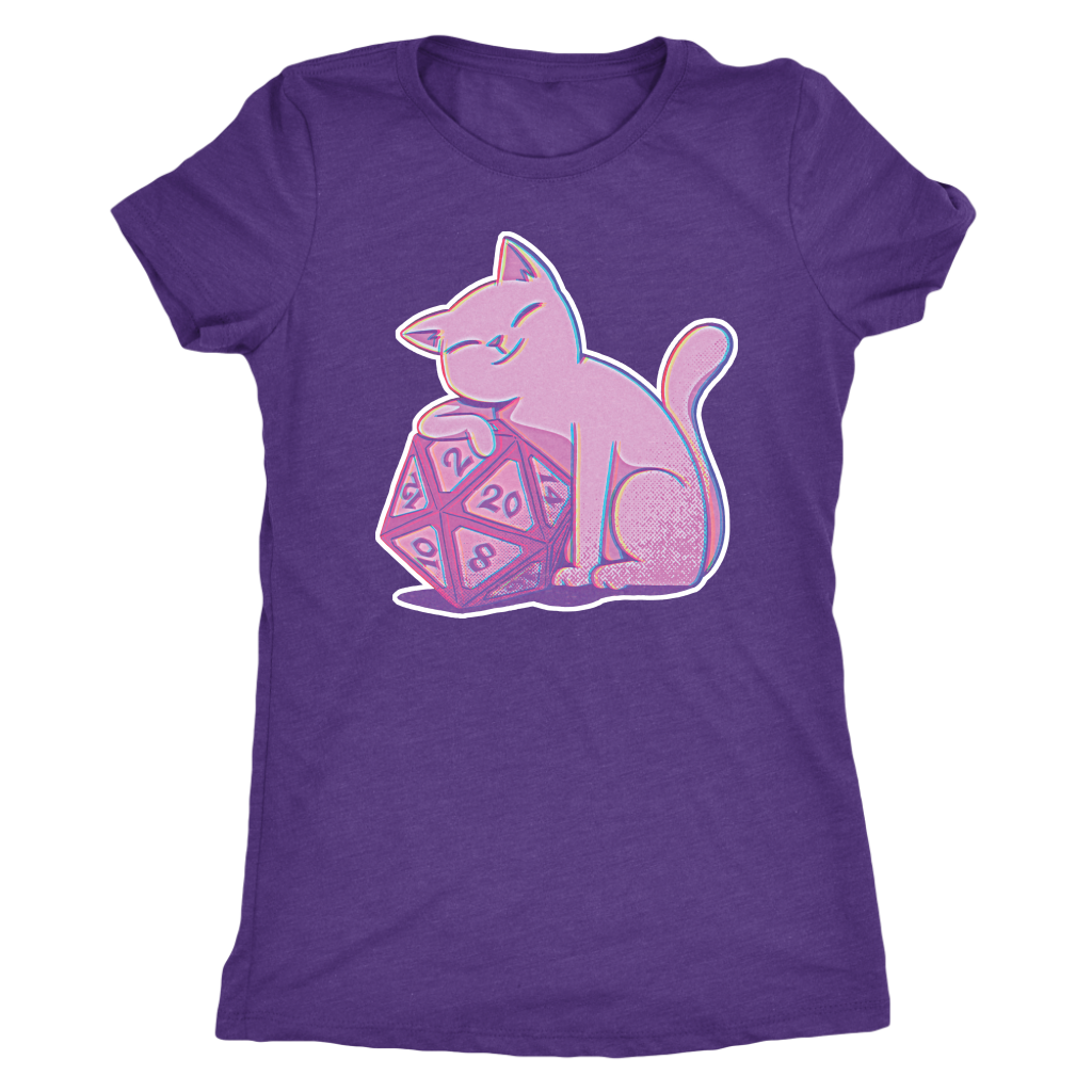 D20 Kitty Glitch T-shirt  - Gemmed Firefly