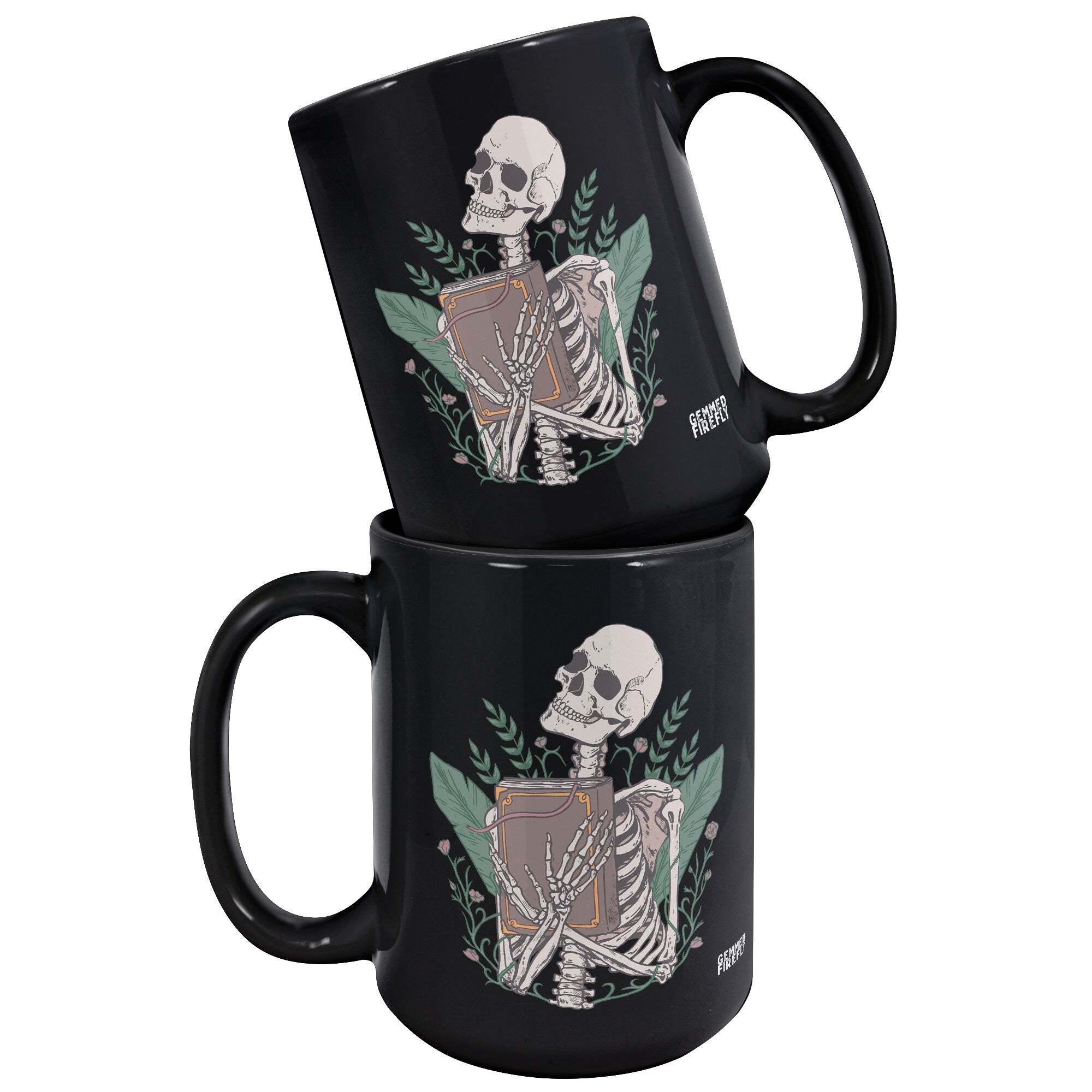 Libris Mortis Black Mug Ceramic Mugs  - Gemmed Firefly