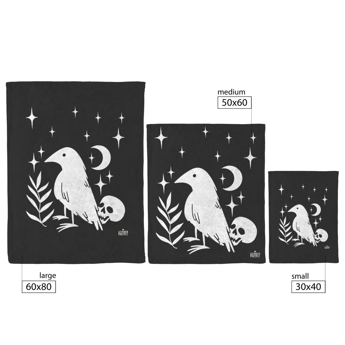Lucky Raven and Skull Blanket Blankets  - Gemmed Firefly