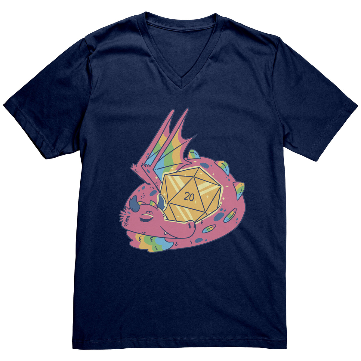 Luxury Luck Dragon d20 - Nat 20 T-shirt  - Gemmed Firefly
