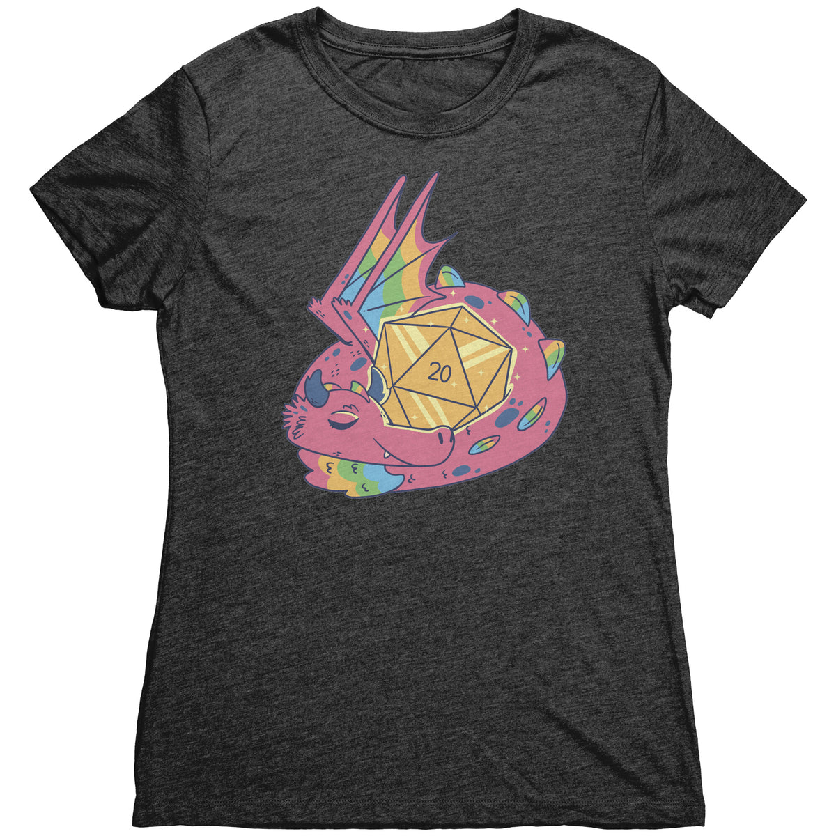 Luxury Luck Dragon d20 - Nat 20 T-shirt  - Gemmed Firefly