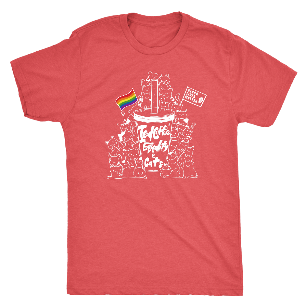 Iced Coffee, Equality, and Cats Kawaii Doodle T-shirt  - Gemmed Firefly