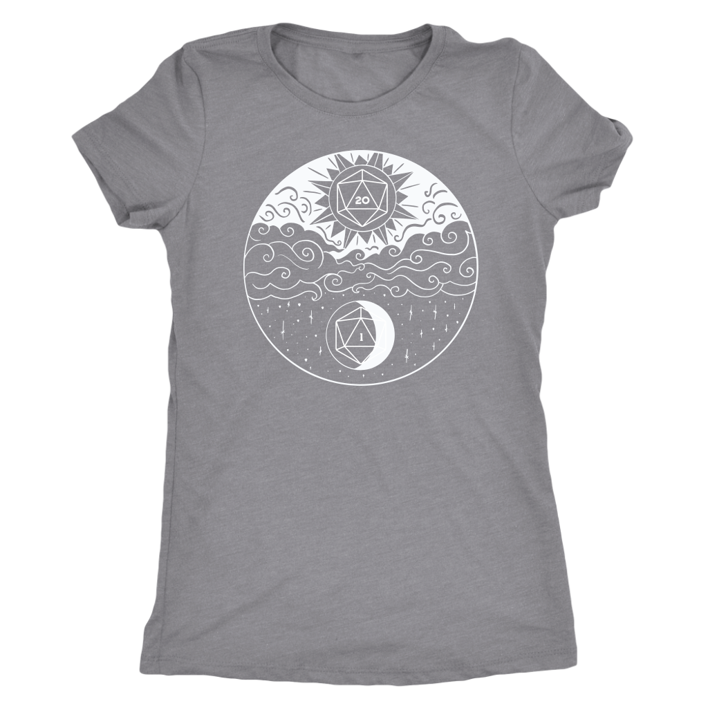 Sun and Moon D20 Balance T-shirt  - Gemmed Firefly