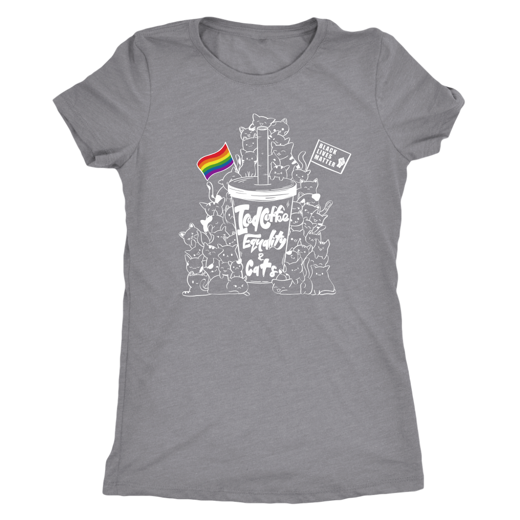 Iced Coffee, Equality, and Cats Kawaii Doodle T-shirt  - Gemmed Firefly
