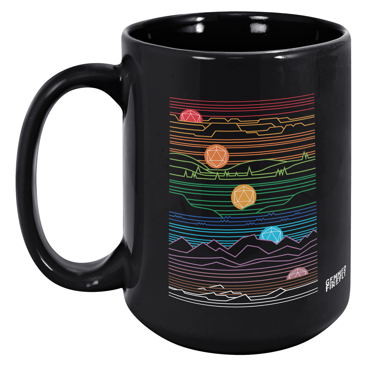 Rising Setting Sun Black Mug Ceramic Mugs  - Gemmed Firefly