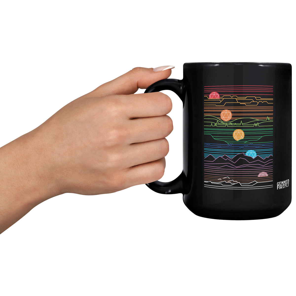Rising Setting Sun Black Mug Ceramic Mugs  - Gemmed Firefly