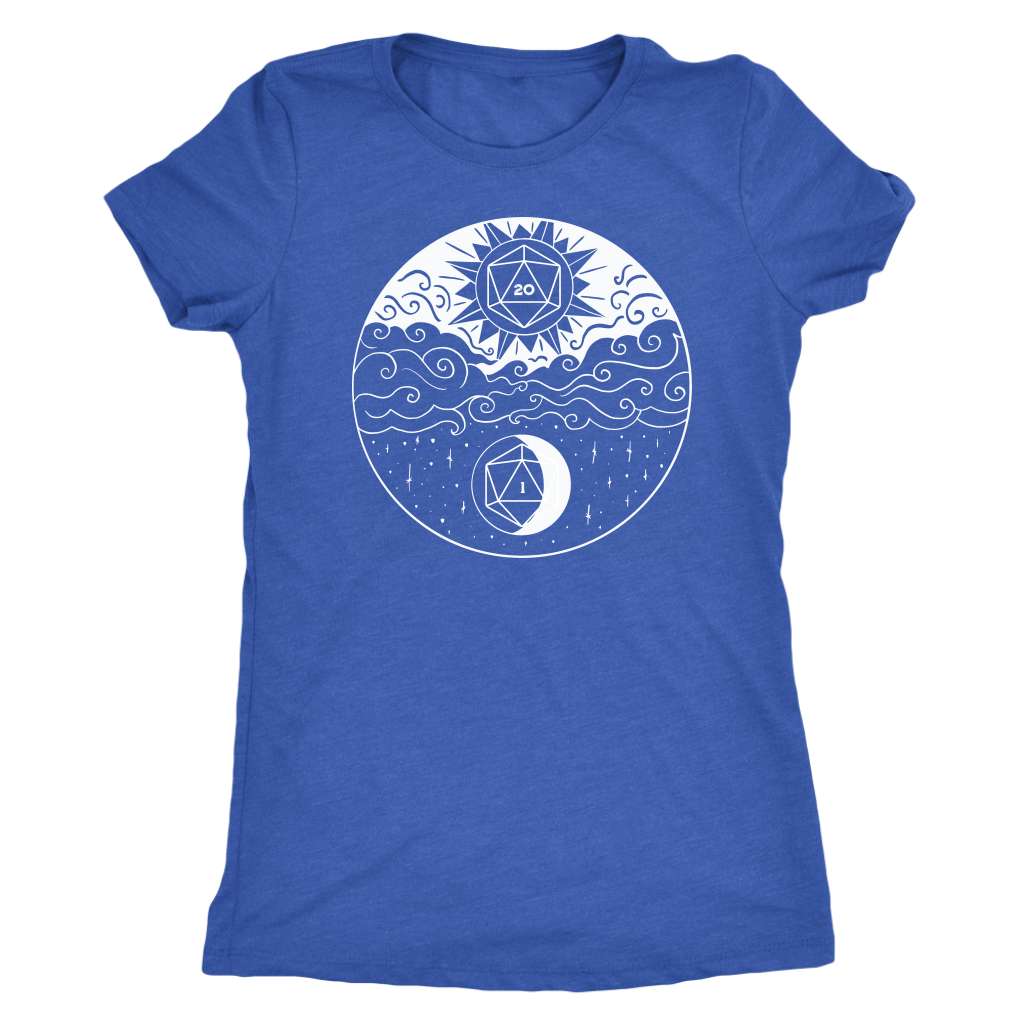 Sun and Moon D20 Balance T-shirt  - Gemmed Firefly