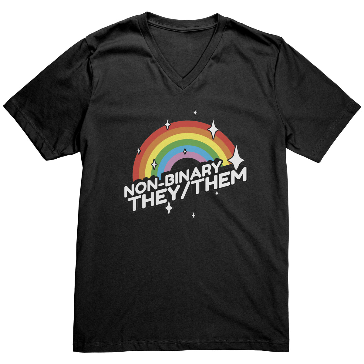 Brilliant Rainbow Classic They/Them Non-binary T-shirt  - Gemmed Firefly