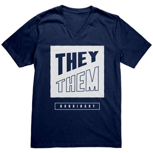Modern Lux Block Slash They/Them Non-binary T-shirt  - Gemmed Firefly