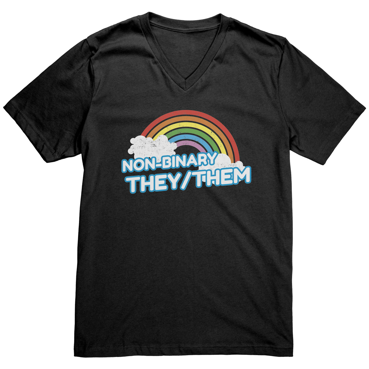 Classic Rainbow Charm They/Them Non-binary T-shirt  - Gemmed Firefly