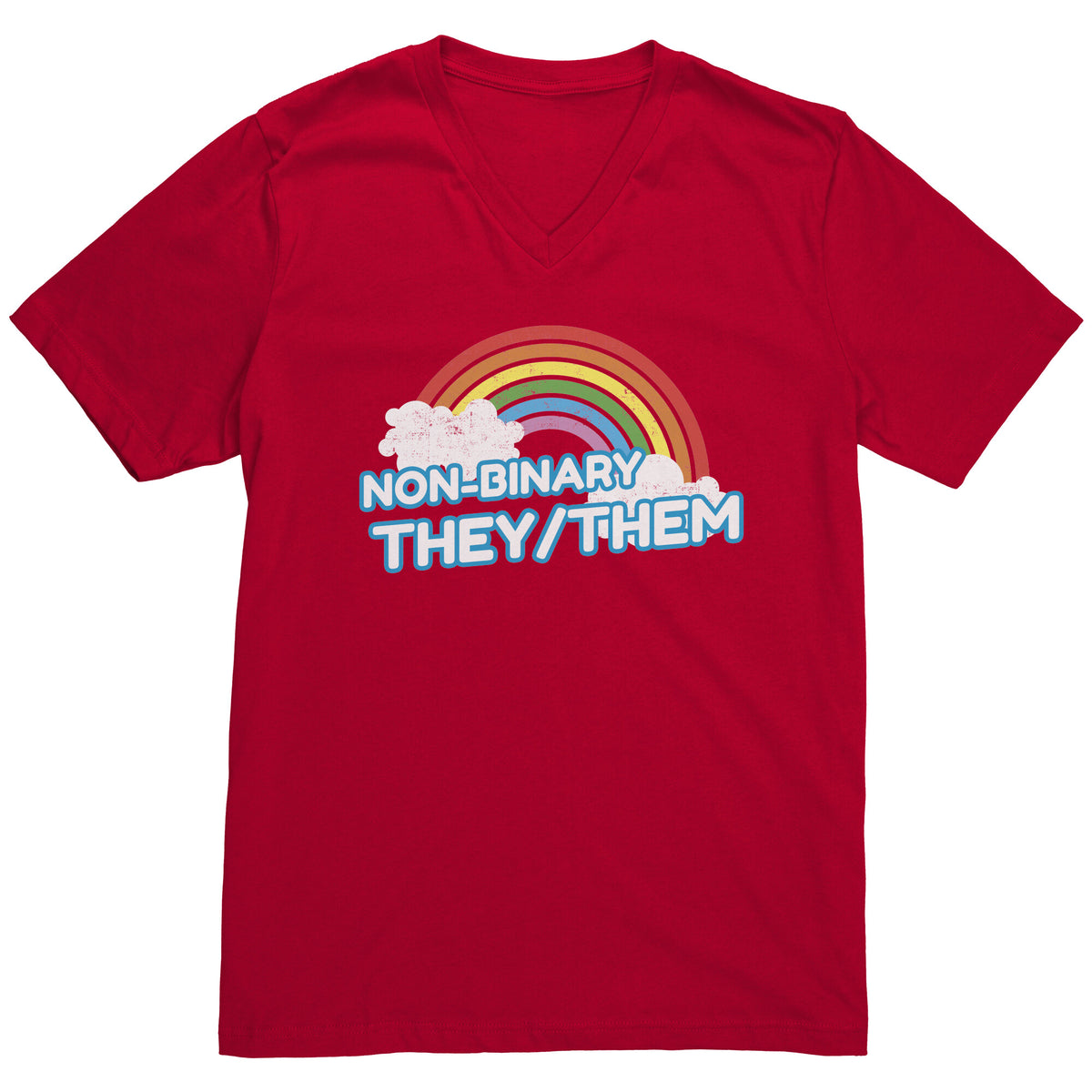 Classic Rainbow Charm They/Them Non-binary T-shirt  - Gemmed Firefly