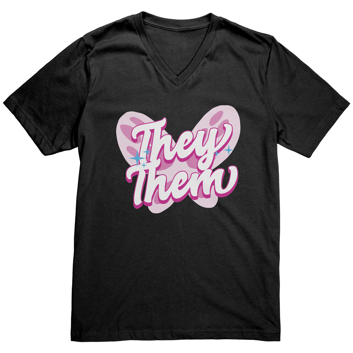 Pink Butterfly They/Them Non-binary T-shirt  - Gemmed Firefly