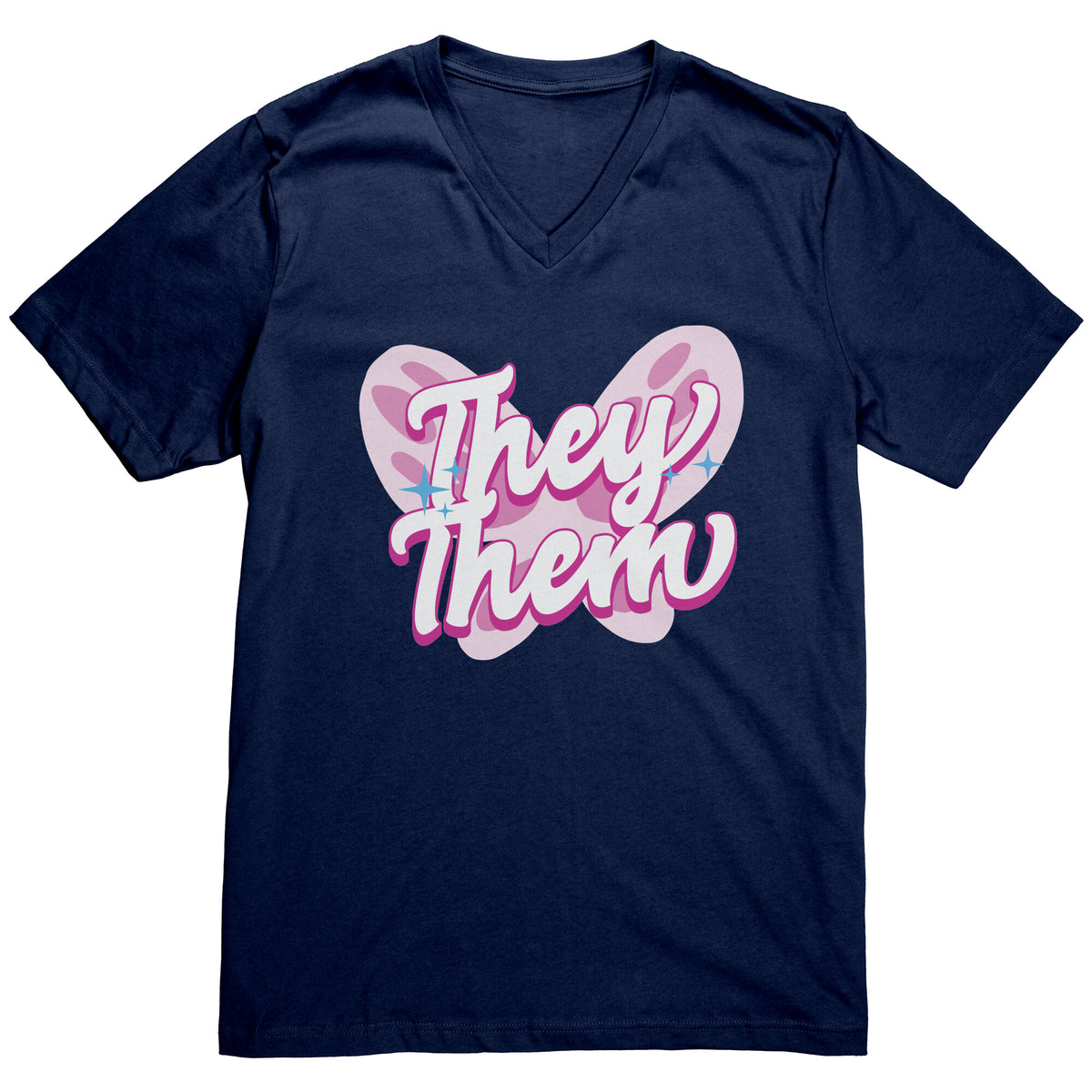 Pink Butterfly They/Them Non-binary T-shirt  - Gemmed Firefly