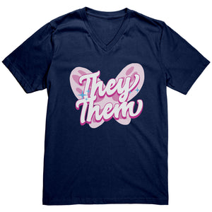 Pink Butterfly They/Them Non-binary T-shirt  - Gemmed Firefly
