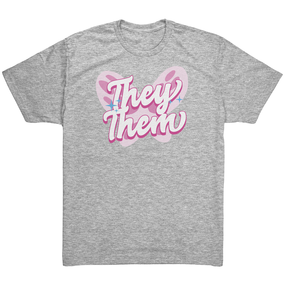 Pink Butterfly They/Them Non-binary T-shirt  - Gemmed Firefly