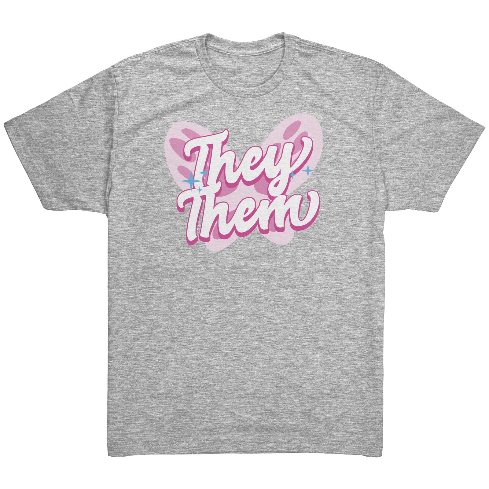 Pink Butterfly They/Them Non-binary T-shirt  - Gemmed Firefly