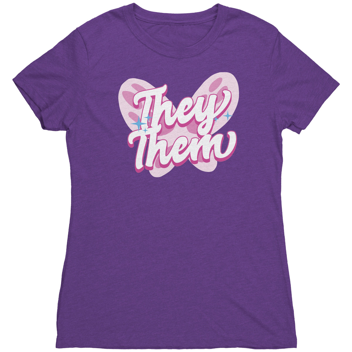 Pink Butterfly They/Them Non-binary T-shirt  - Gemmed Firefly