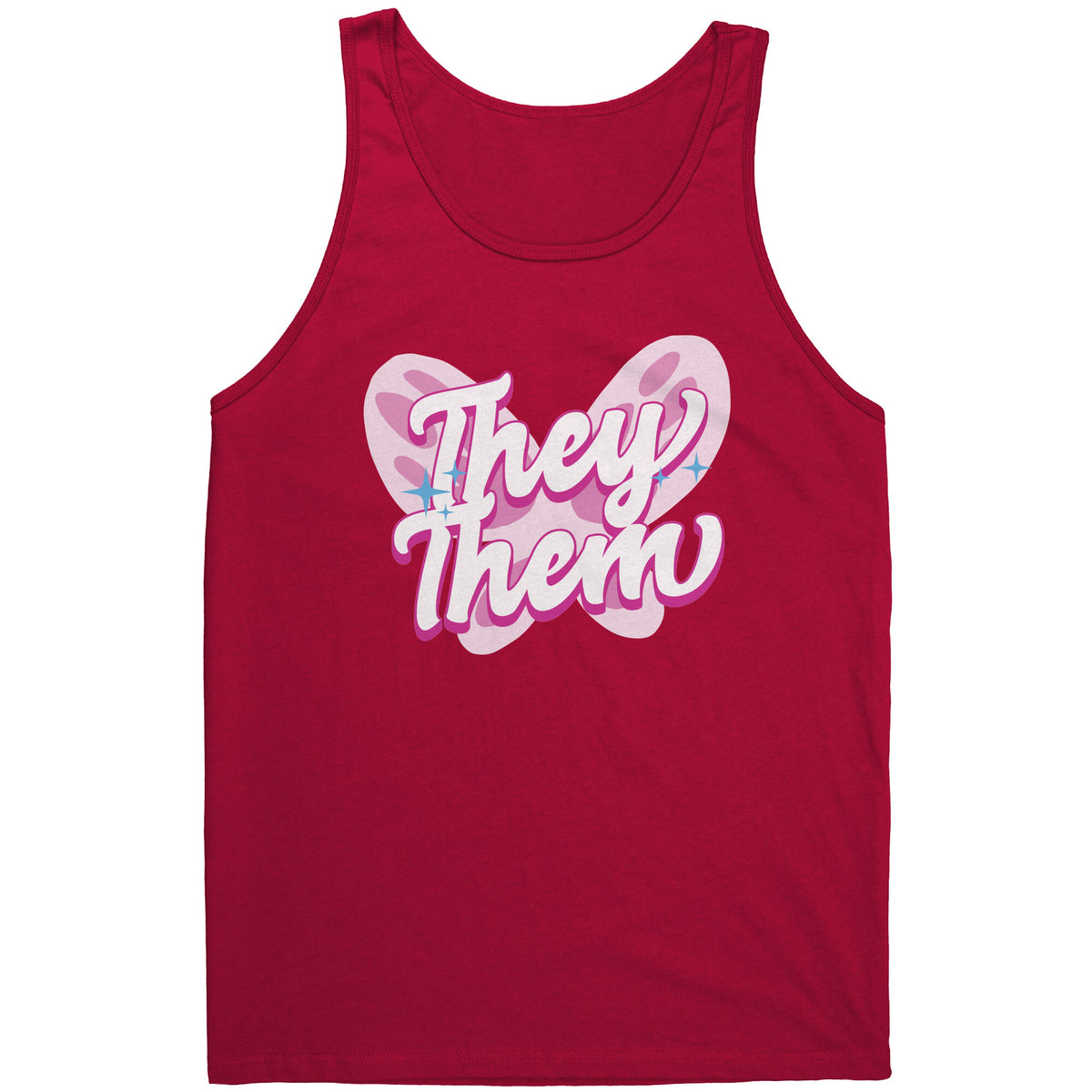 Pink Butterfly They/Them Non-binary T-shirt  - Gemmed Firefly