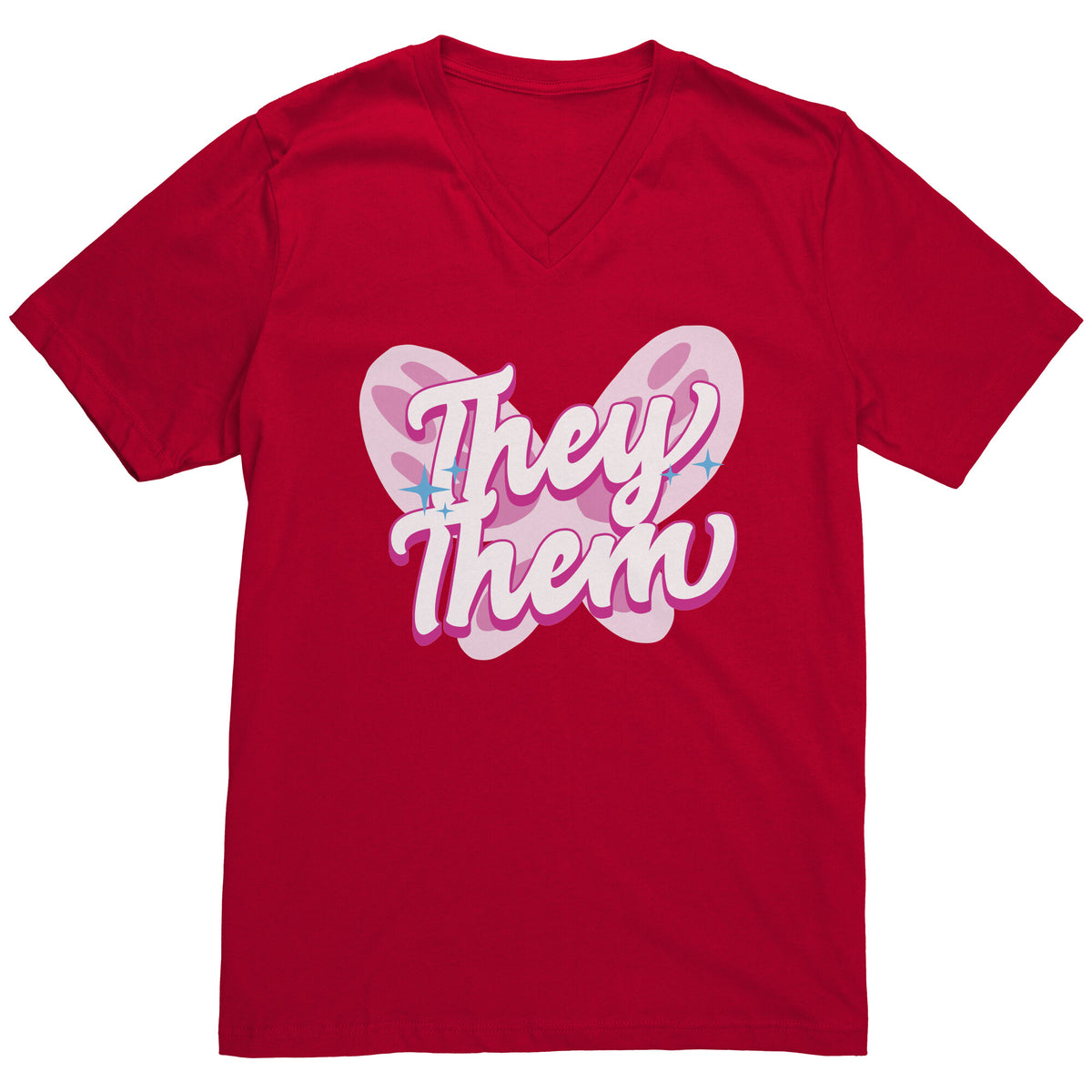 Pink Butterfly They/Them Non-binary T-shirt  - Gemmed Firefly