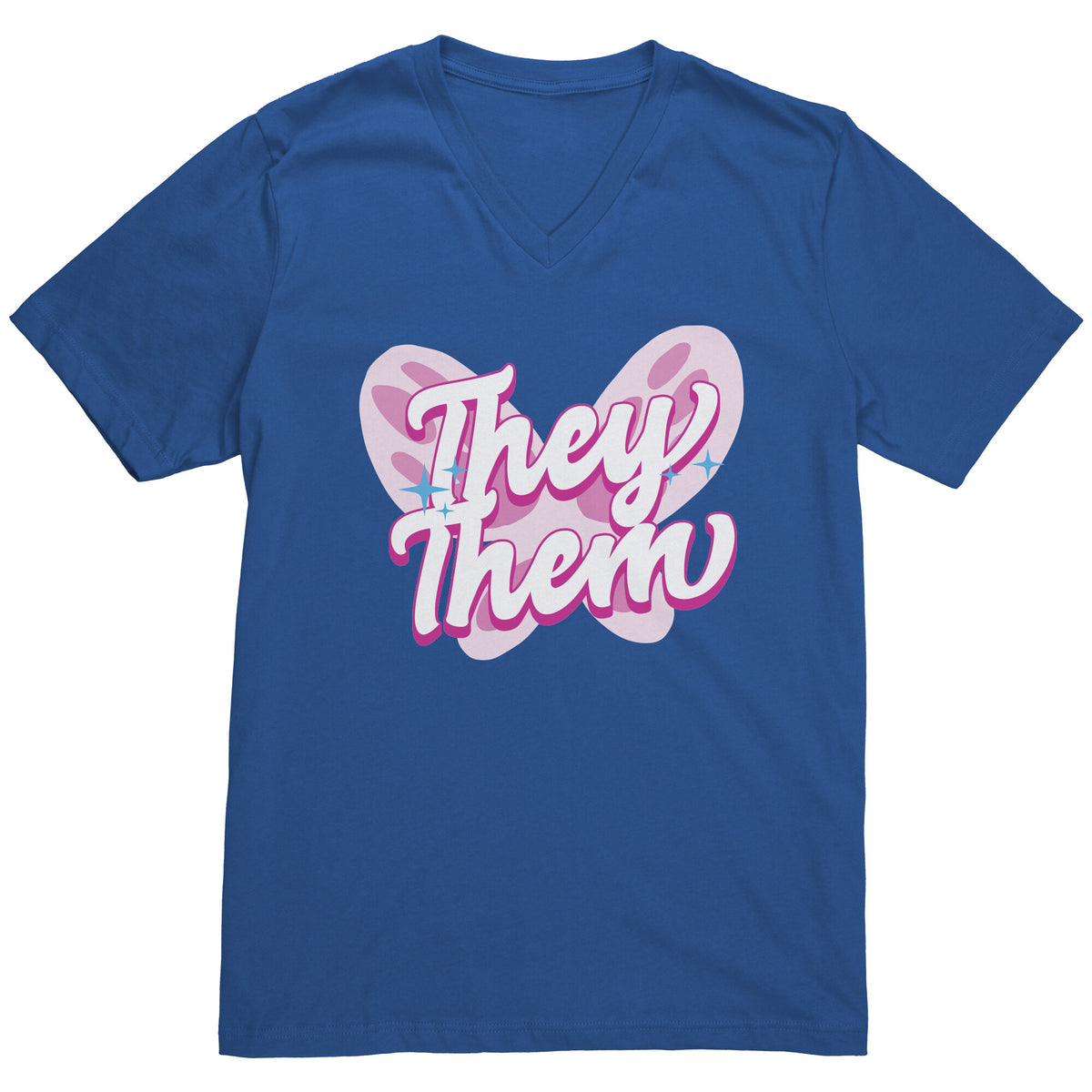 Pink Butterfly They/Them Non-binary T-shirt  - Gemmed Firefly
