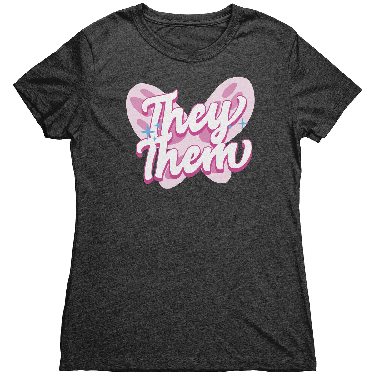 Pink Butterfly They/Them Non-binary T-shirt  - Gemmed Firefly